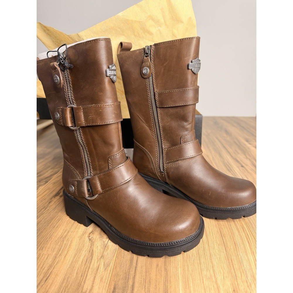 Harley Davidson Women's Ardsley Brown Motorcycle Leather Boots Size US 5 NIB